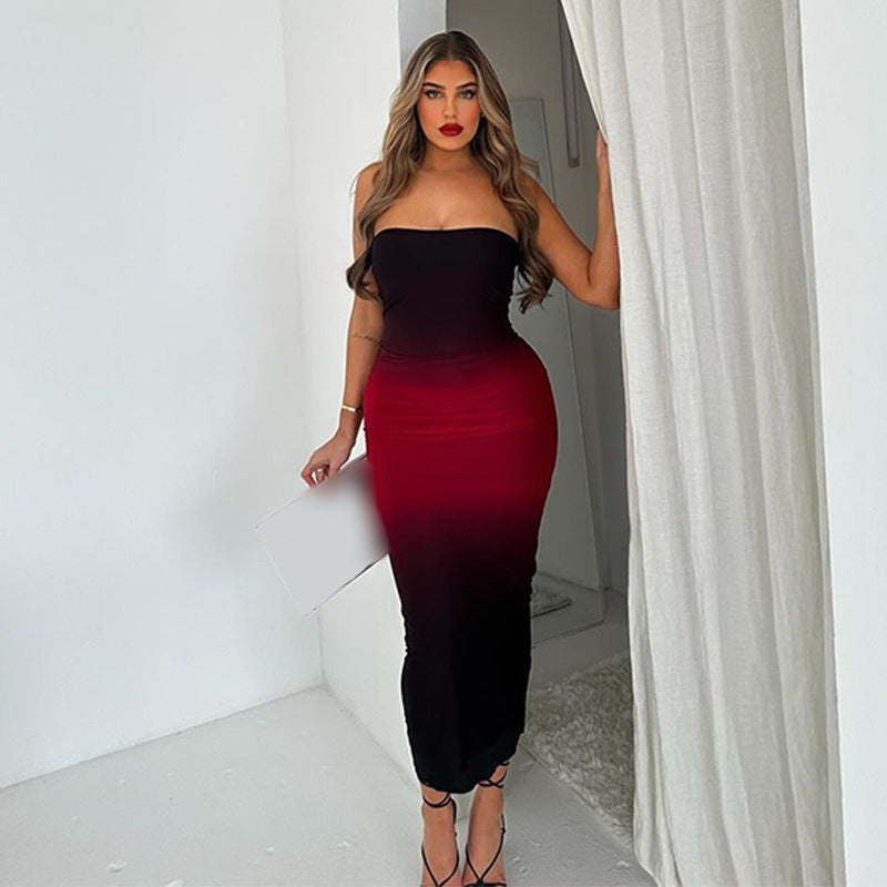 Off-Shoulder Skinny Sheath Tube-Top Dress