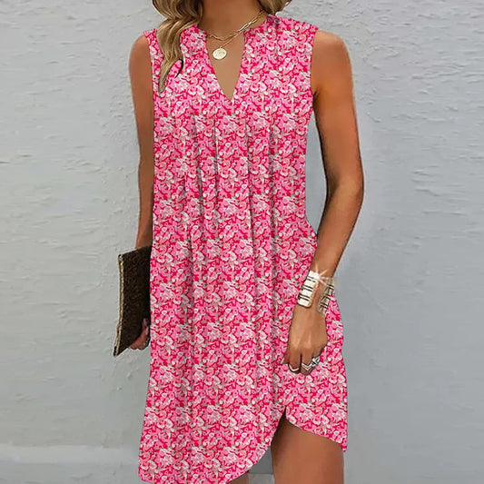 Women's Multi-Colour A- Line Sleeveless Dress
