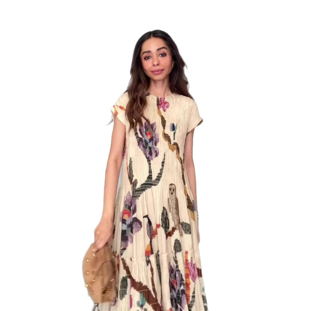 Casual Retro Short-Sleeve Loose Comfy Dress