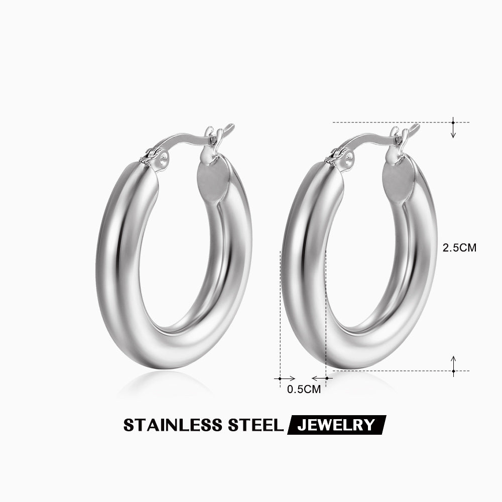 European & American Popular Simplicity 18K Gold-Plated Hoop Earrings For Women