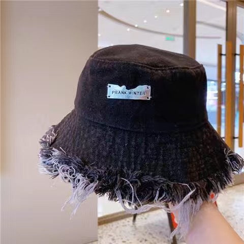 Denim Fisherman Hat for Women - Thin Washed Old Frayed Bucket-Edge Hat For Outdoors