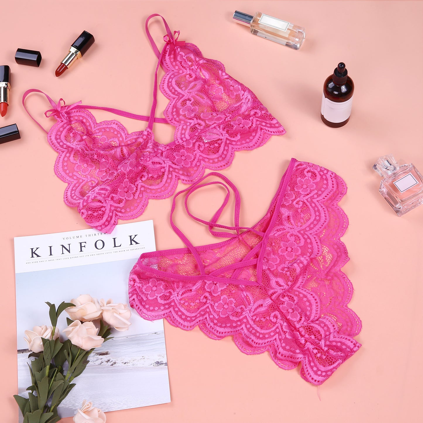 Lace Split Lingerie Set