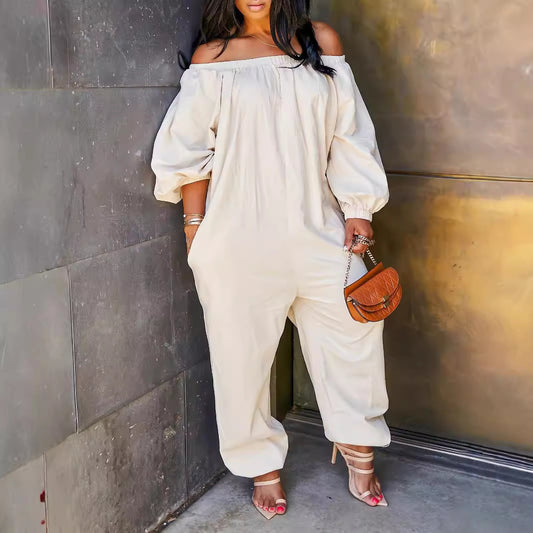 Linen Dropped-Shoulder Jumpsuit