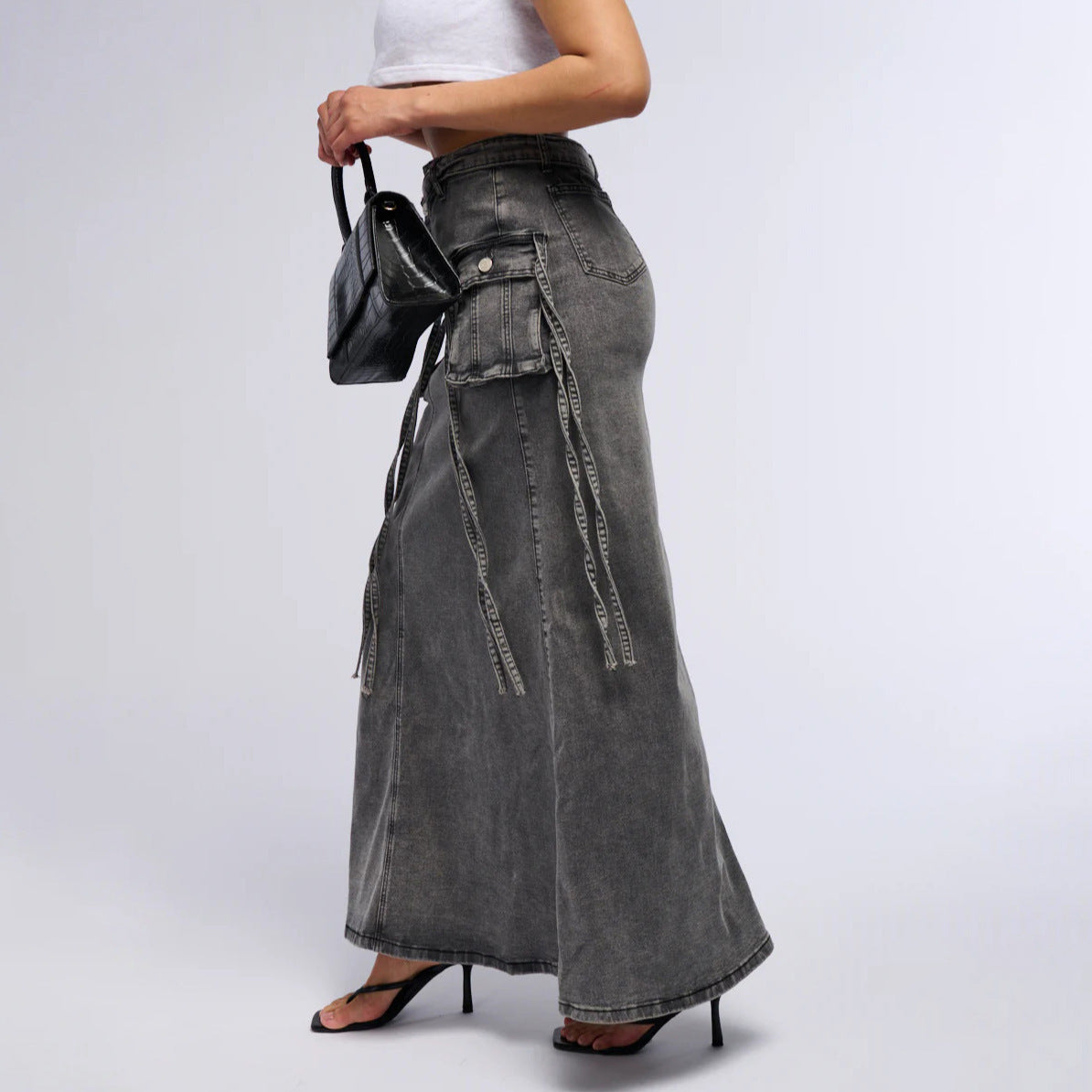 American-Style Retro Denim Skirt