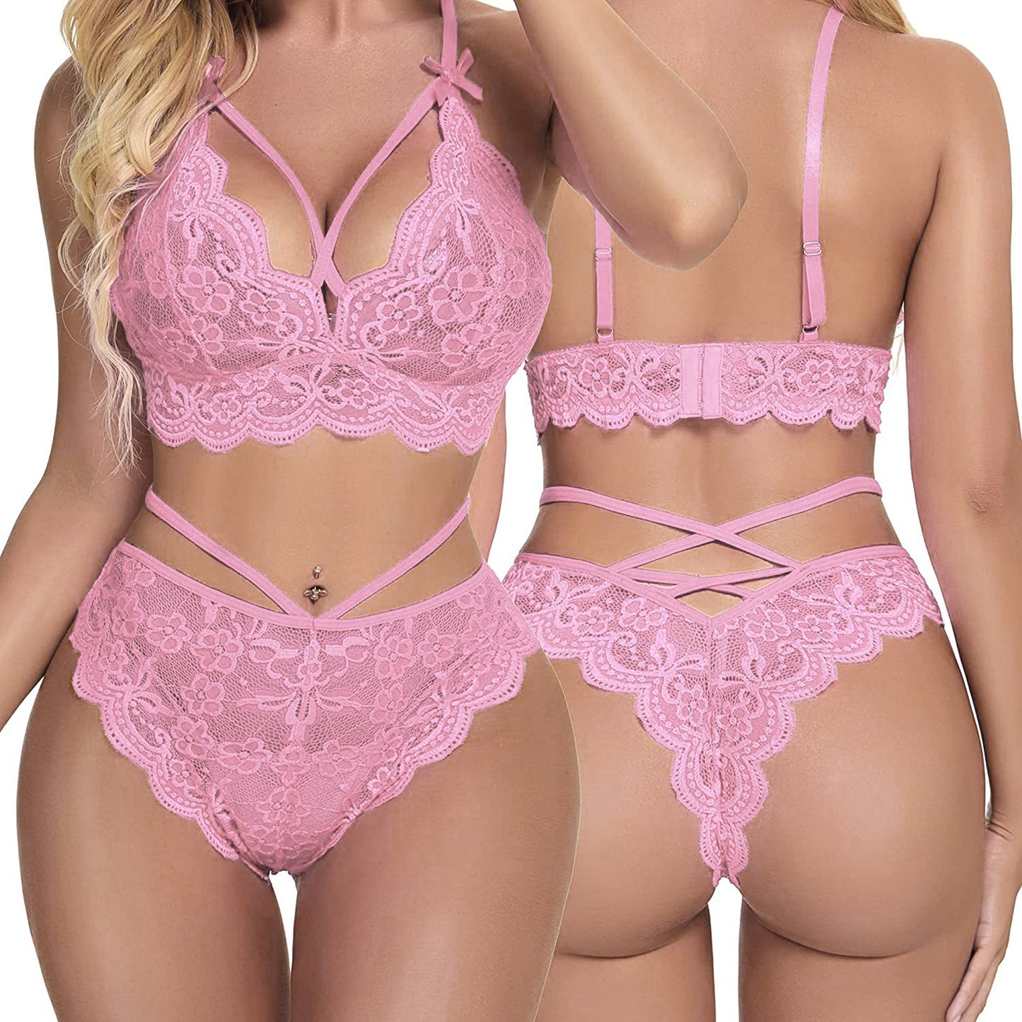 Lace Split Lingerie Set