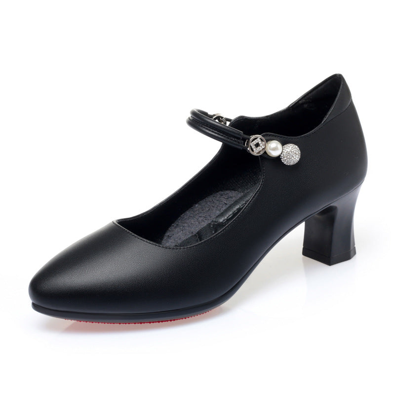 Buckle Chunky Heel  Graceful Shoes For Women