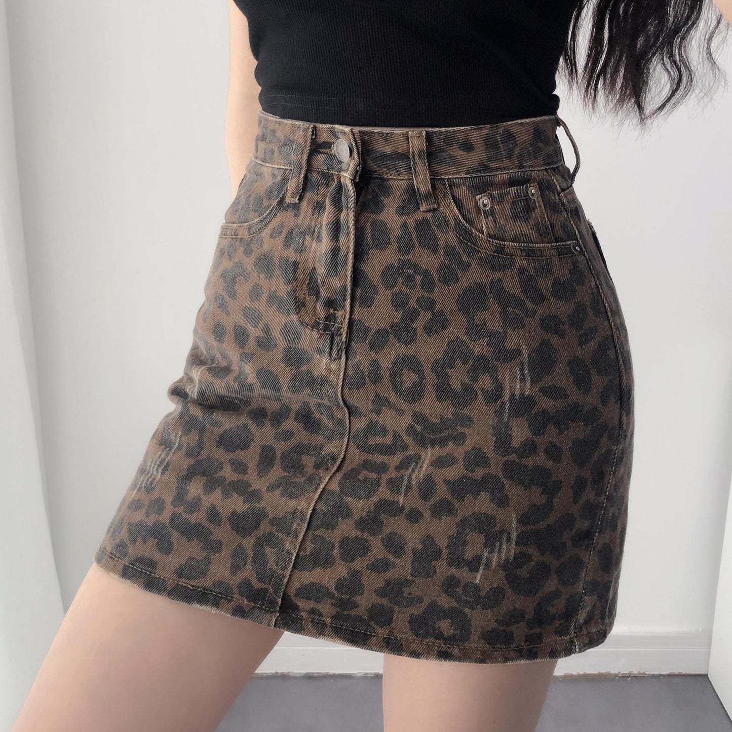 A- Line Leopard Print Slimming Sheath Retro Skirt