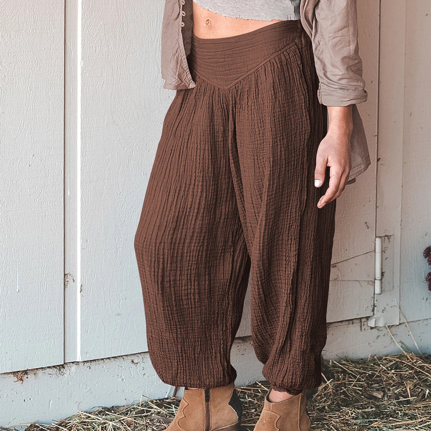 Loose High-Waist Wide-Leg Pants