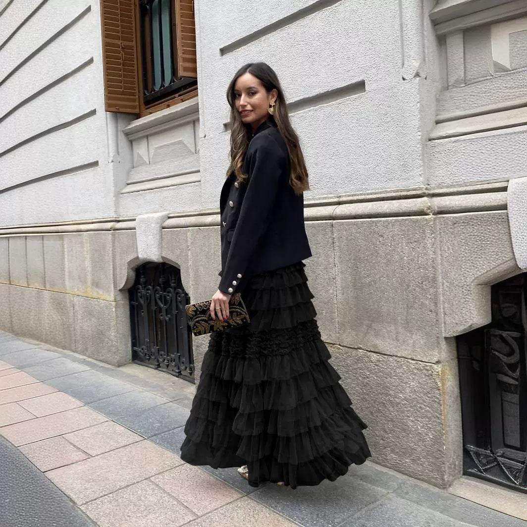 Solid Colour A- Line Long Skirt