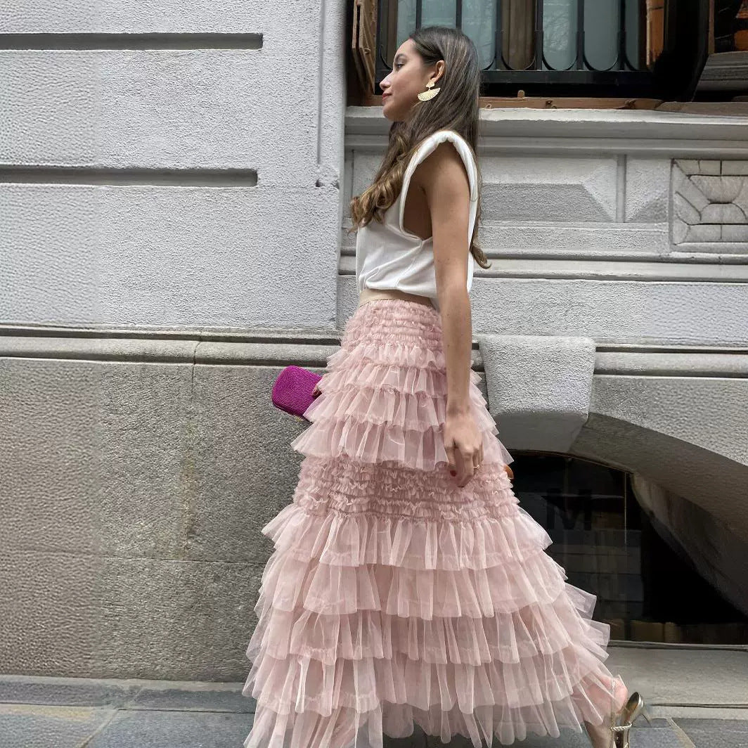 Solid Colour A- Line Long Skirt