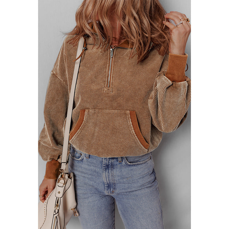 Women's Half-cardigan Zipper Pullover Top
