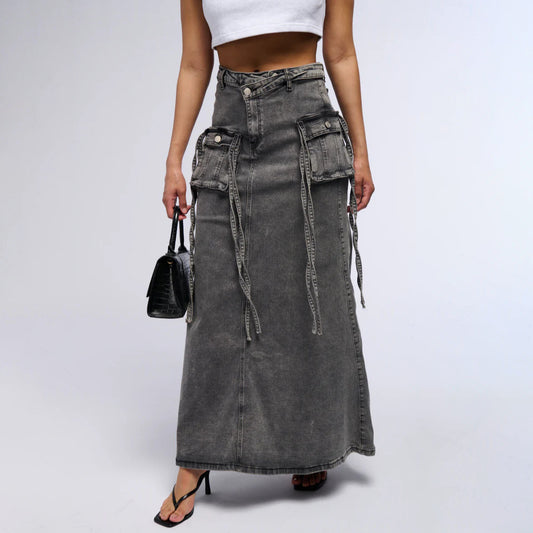 American-Style Retro Denim Skirt