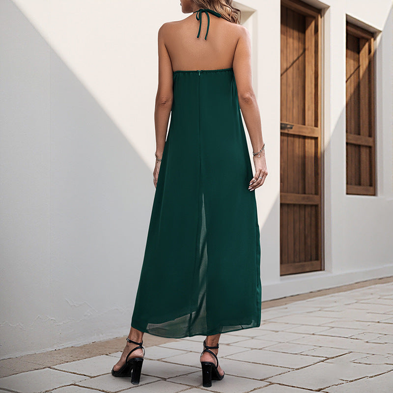 Vacation-Style Casual Halter Jumpsuit