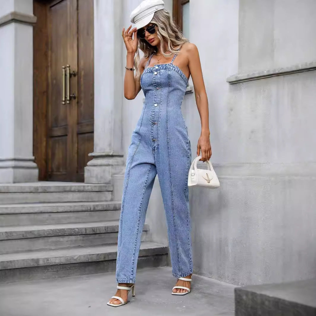 Sling Denim Jumpsuit