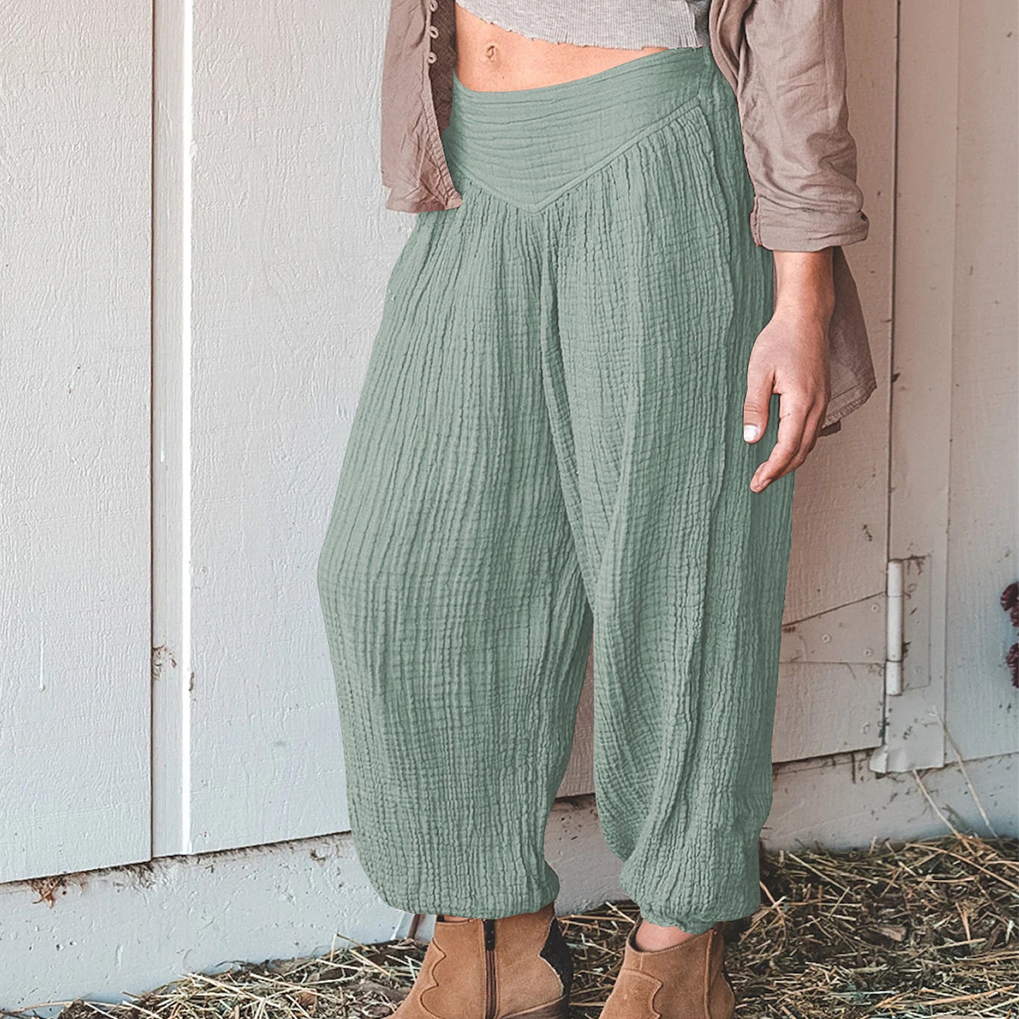 Loose High-Waist Wide-Leg Pants