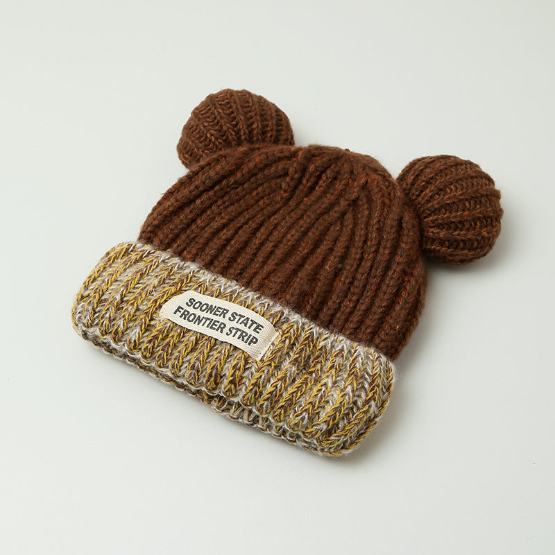 Mixed-Colour Knitted Earmuffs Women's Hat
