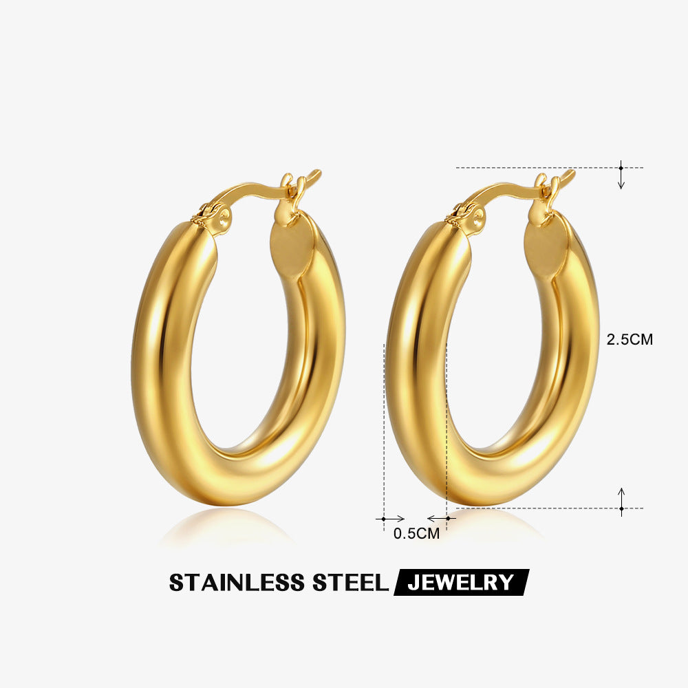 European & American Popular Simplicity 18K Gold-Plated Hoop Earrings For Women