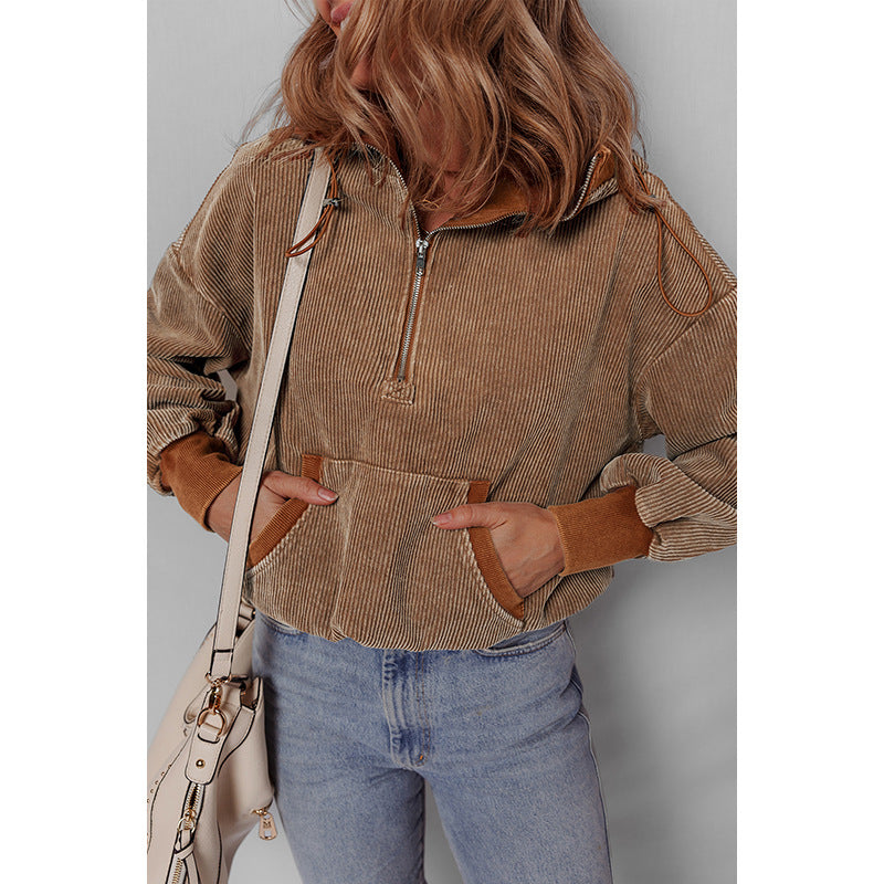 Women's Half-cardigan Zipper Pullover Top