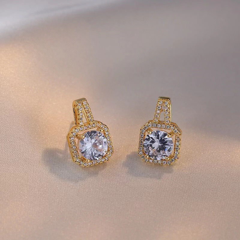 Three-Piece Fashion Micro Inlaid Zircon Suit Earrings For Women