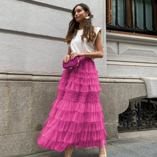 Solid Colour A- Line Long Skirt