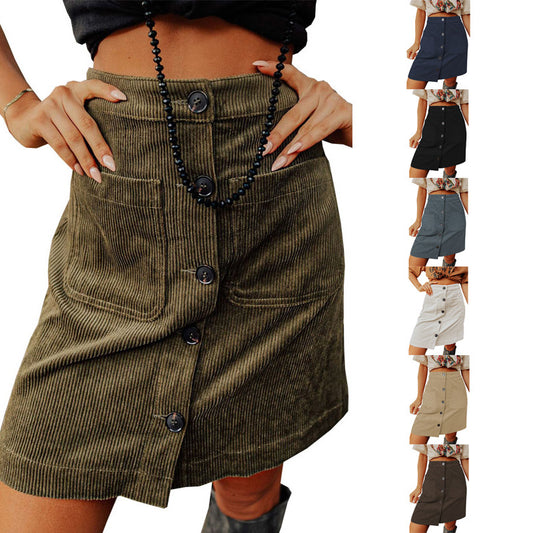 All-Matching Corduroy Mini Skirt