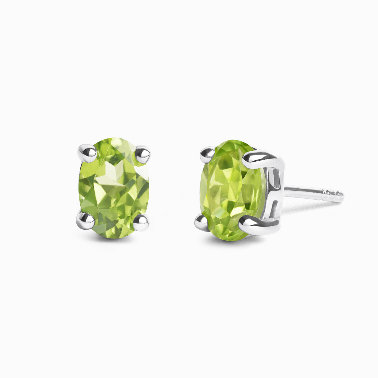 Peridot Oval Stud Earrings in Sterling Silver