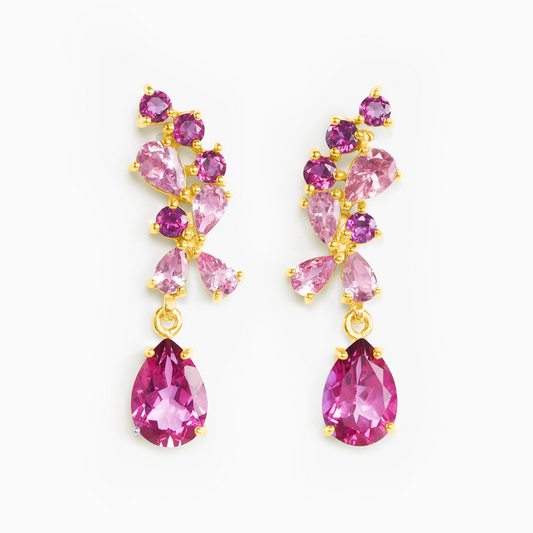 Pink Gemstone Drop Earrings in 18k Gold Vermeil