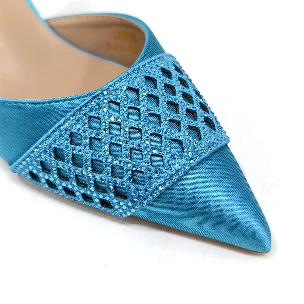 New Elegant Heels & Rhinestone Handbag Set
