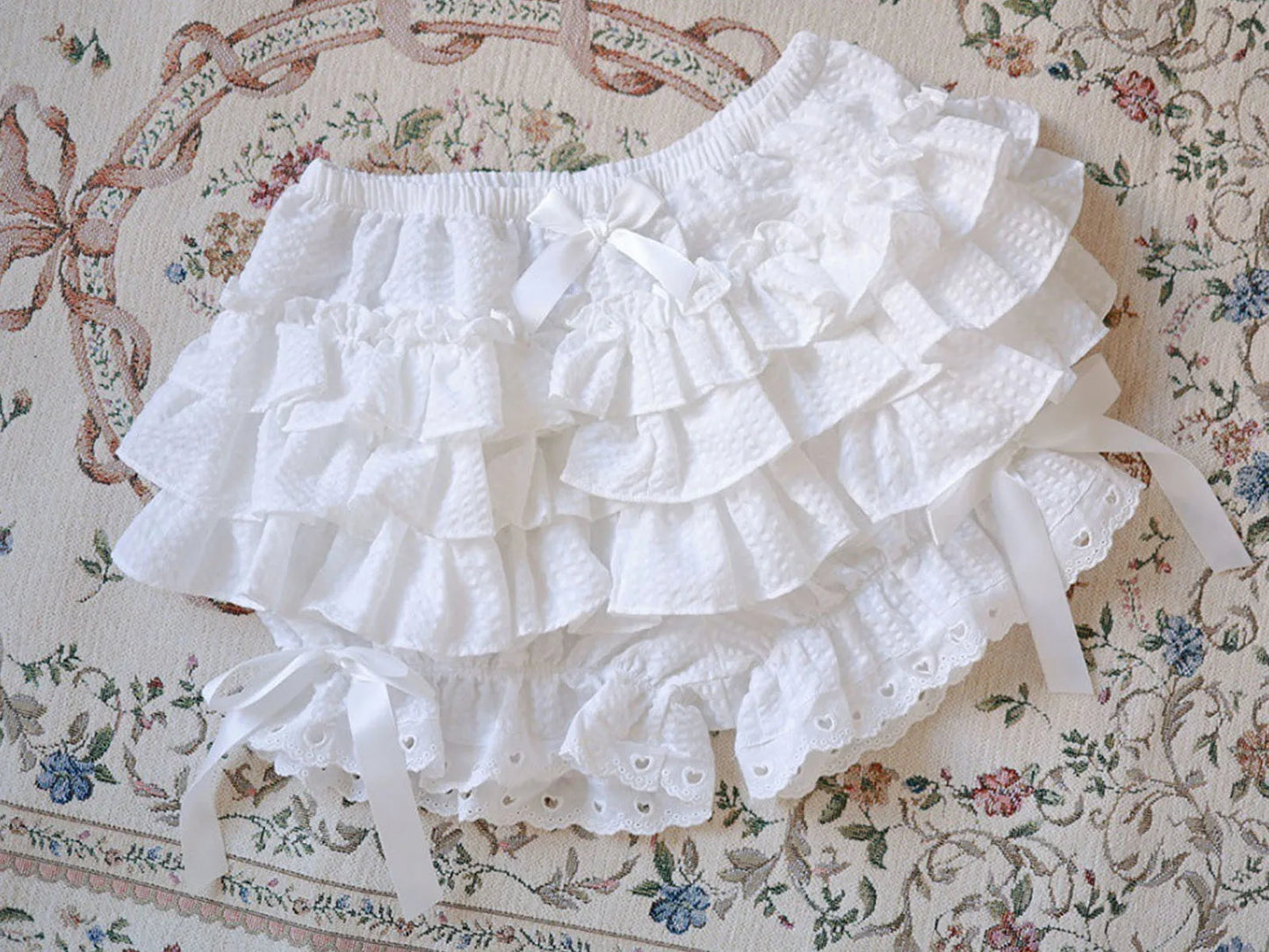 Womens Lace Ruffle Bloomers Shorts Layered Pettipants Victorian Pumpkin Pants Panties Booty Shorts Lolita Dress Safety Shorts