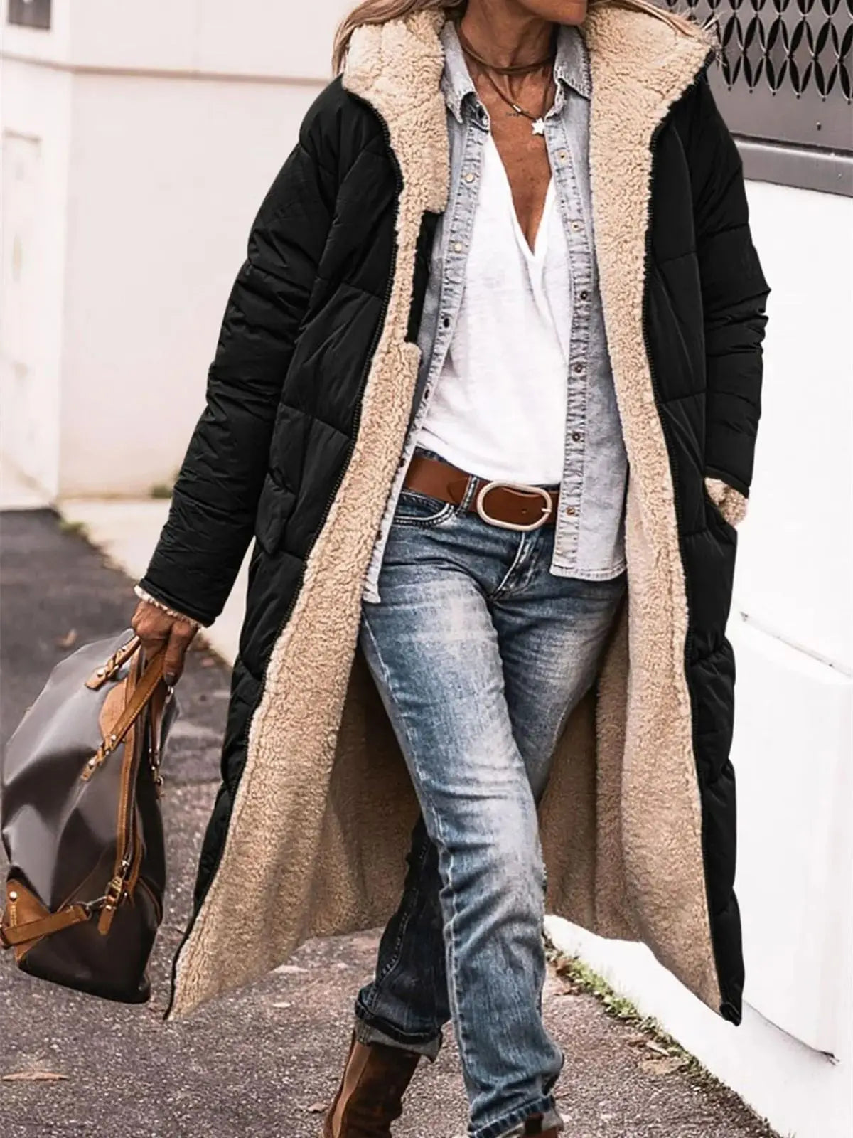 Women's Reversible Winter Hooded Quilted Jacket