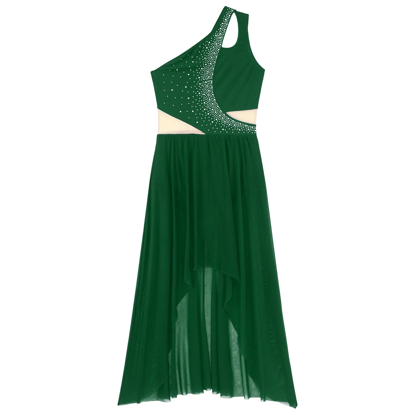 Women Lyrical Dance Costume Sleeveless Rhinestone Ballet Gymnastic Leotard Skirt with Crop Top Set Contemporary Dance Dress