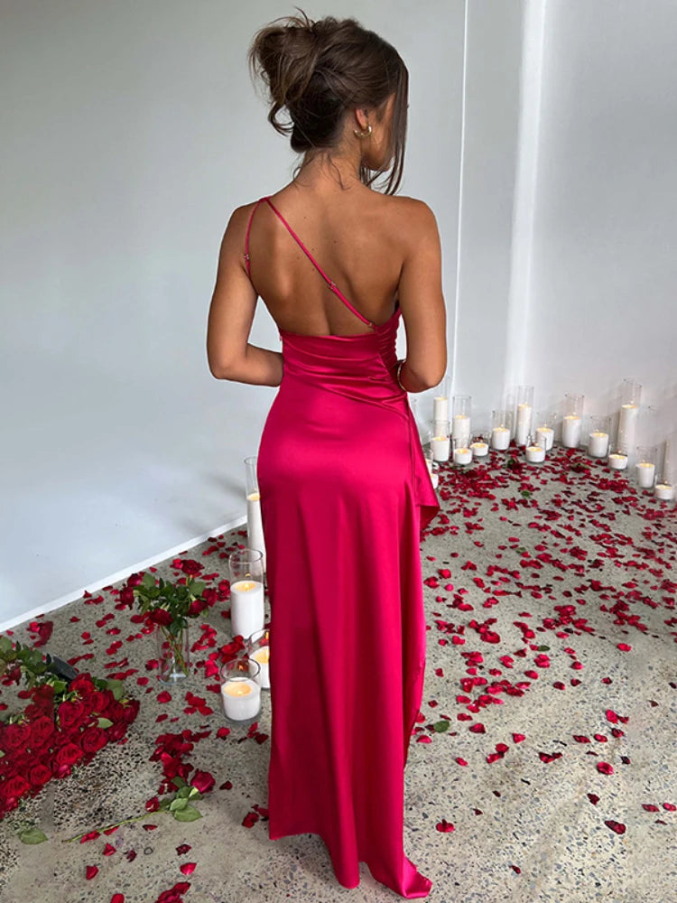 One-Shoulder Split Bodycon Dress - Elegant Party/Evening Women's Long Dress