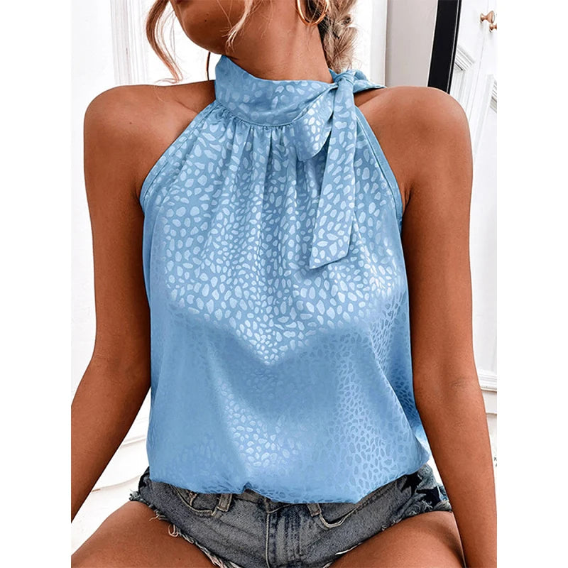 Off-Shoulder Halter Lacing Chiffon Women's Blouse