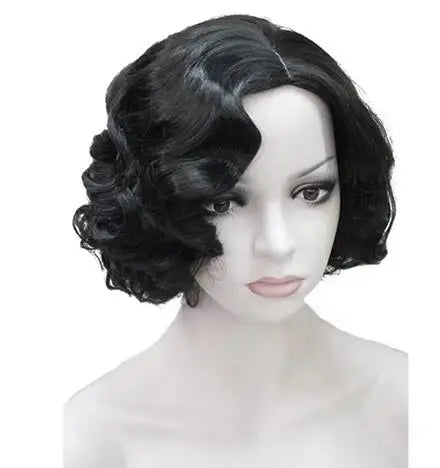 Synthetic Hair 1920‘s Flapper Hairstyles Wig for Women Finger Wave Retro Style Short Synthetic Wig Cosplay Halloween Wig