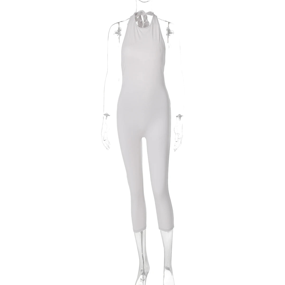Sleeveless Halter Backless Lace-Up Jumpsuit