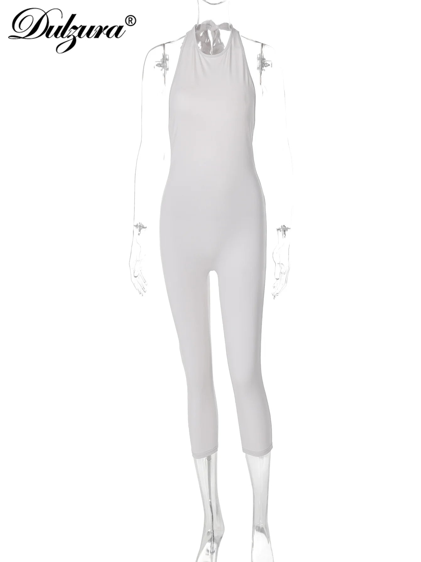 Sleeveless Halter Backless Lace-Up Jumpsuit