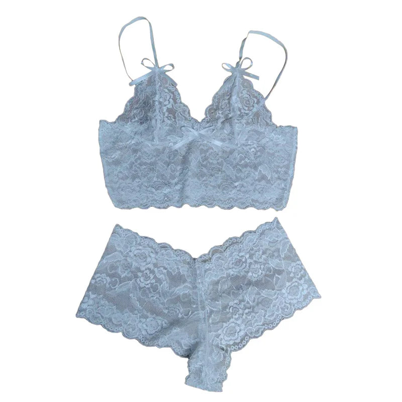 Lace Adjustable Straps Bralette Set