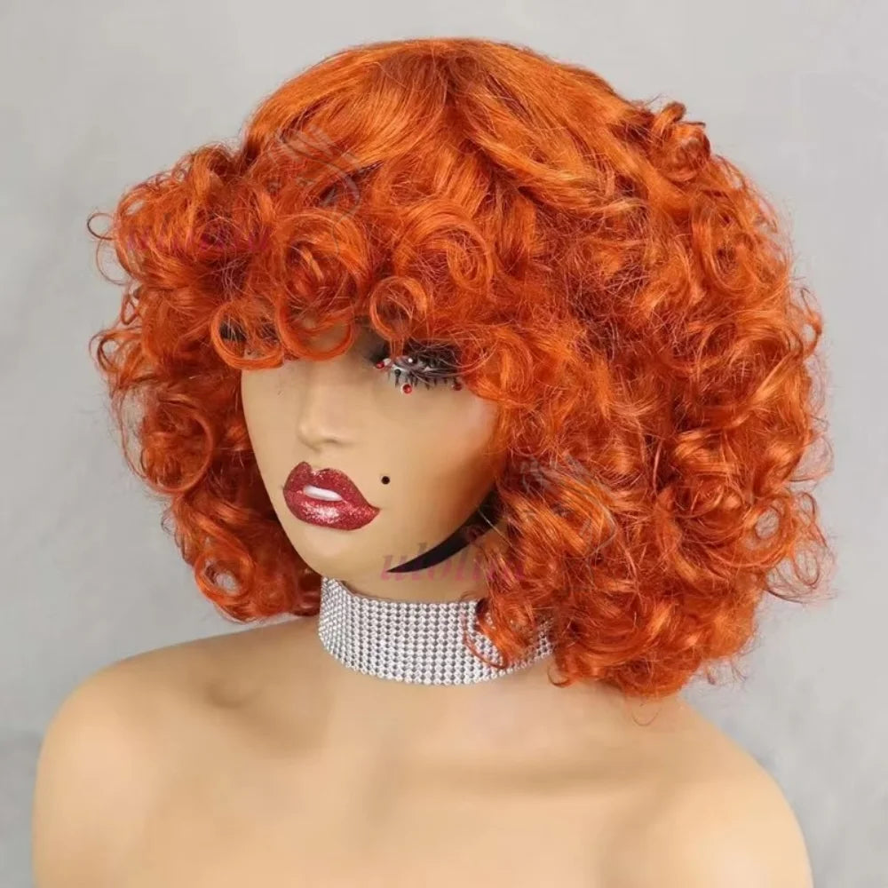Egg Curls Human Hair Wig With Bangs