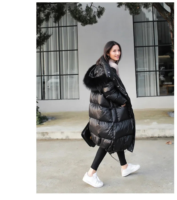 Over-Knee Thickened Loose Winter Jacket for Women