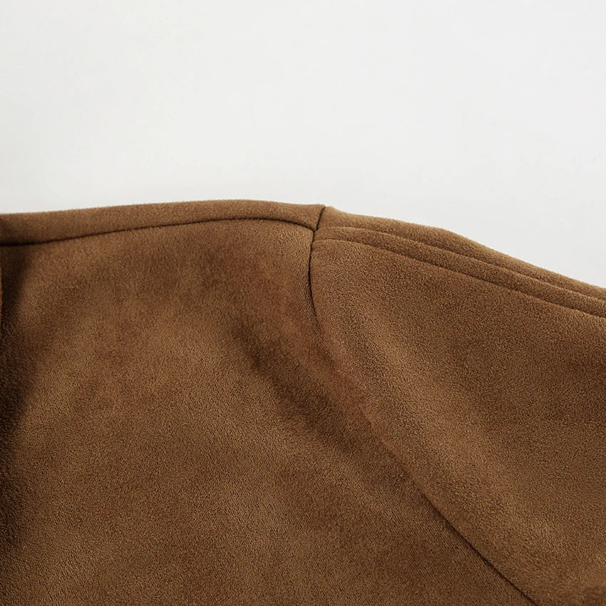 Fashion Brown Deerskin Velvet Coat