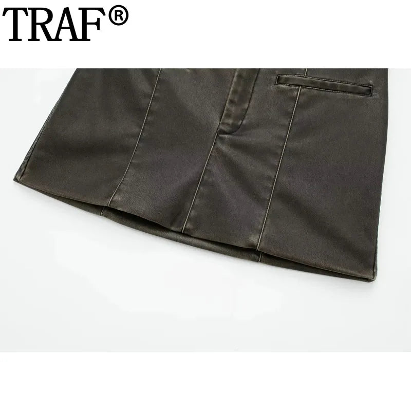 TRAF Faux Leather Mini Skirt