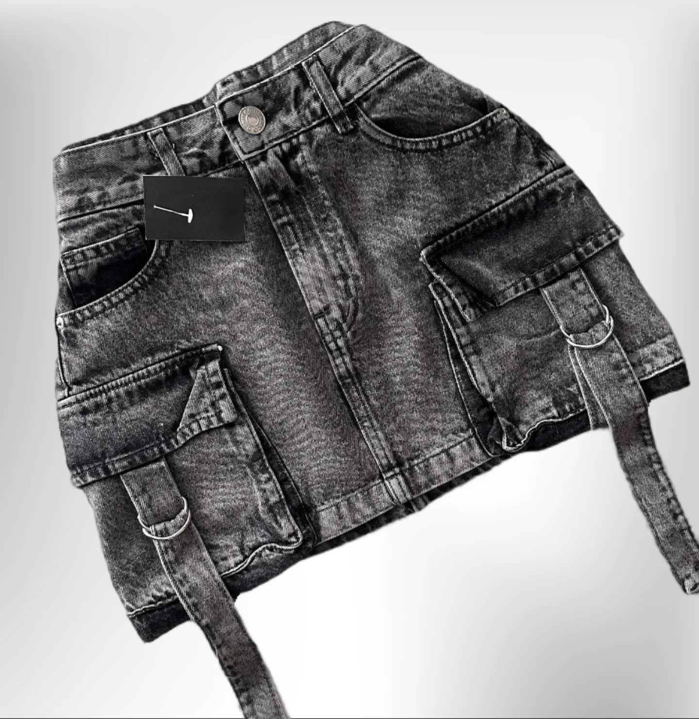 Slim Multi-Pocket Denim Mini Skirt