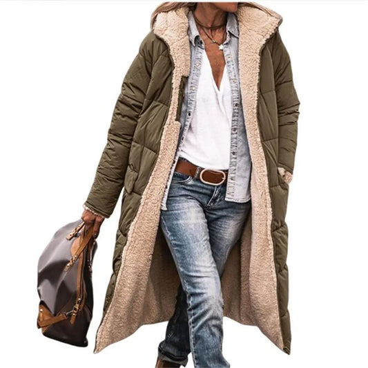 Women's Reversible Winter Hooded Quilted Jacket