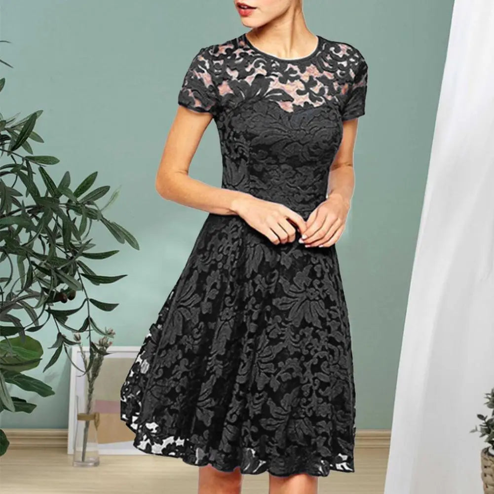 Elegant Round-Neck A-Line Mini Dress