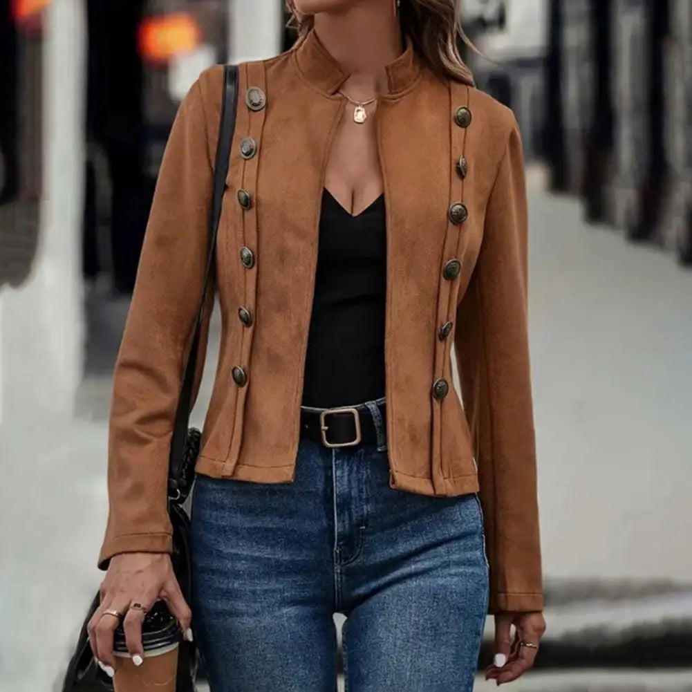 Stylish Retro Double-Breasted Slim-Fit Jacket