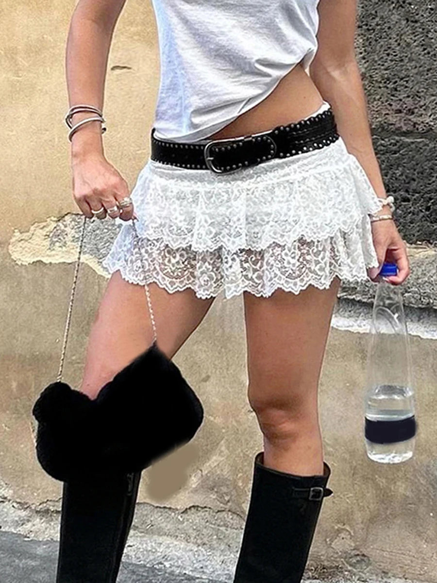 Tiered Lace Mini Skirt