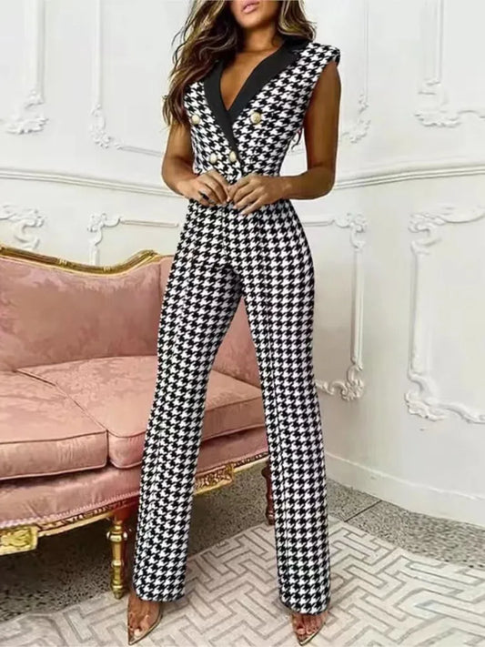 Slim Button-Decorated Jumpsuit