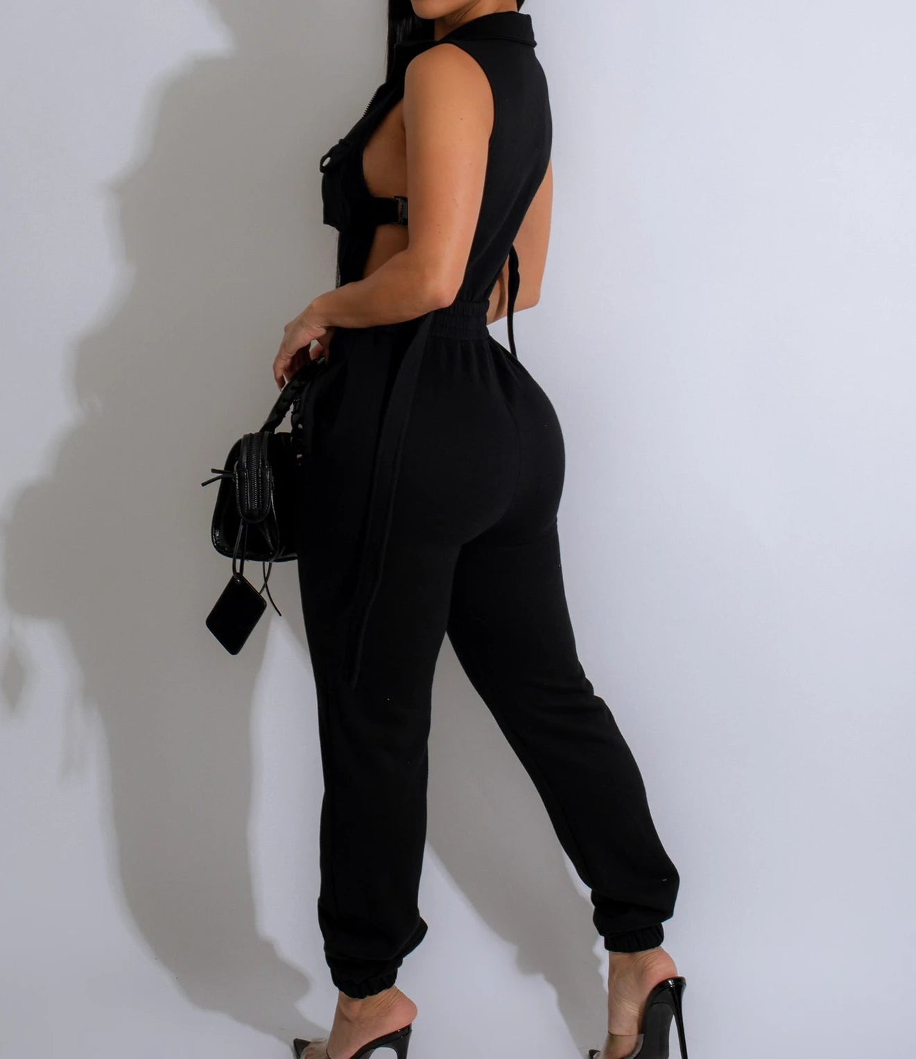 Sleeveless  Zipper 4-Pocket Jumpsuit