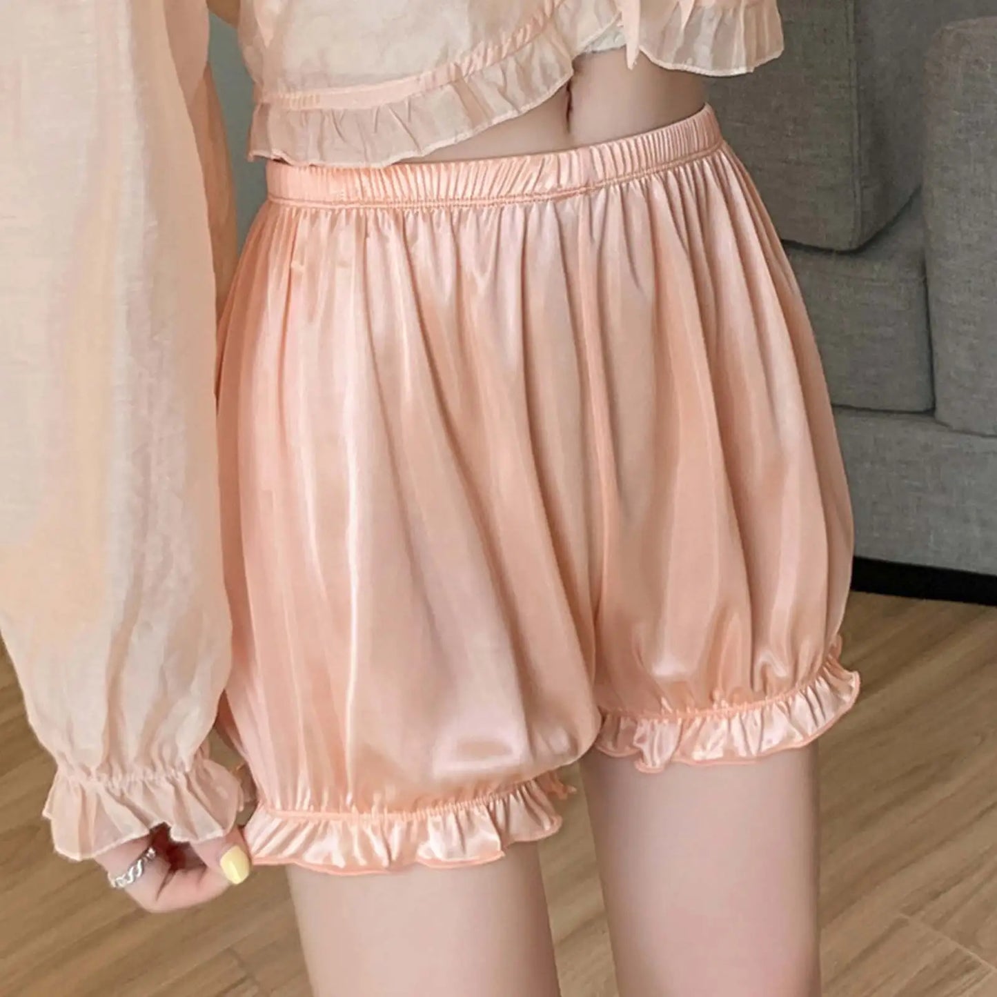 Solid-Colour Frilly Bloomers Shorts