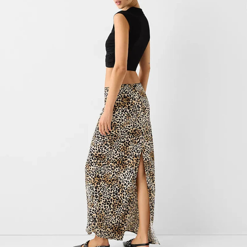 Leopard Print Long Skirt